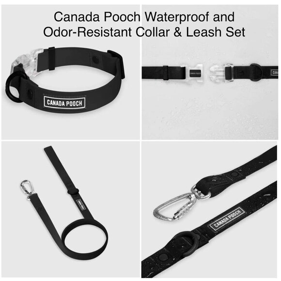 NWT LARGE Canada Pooch Waterproof & Odor Resistant Black Dog Collar & Leash Set - Picture 2 of 11